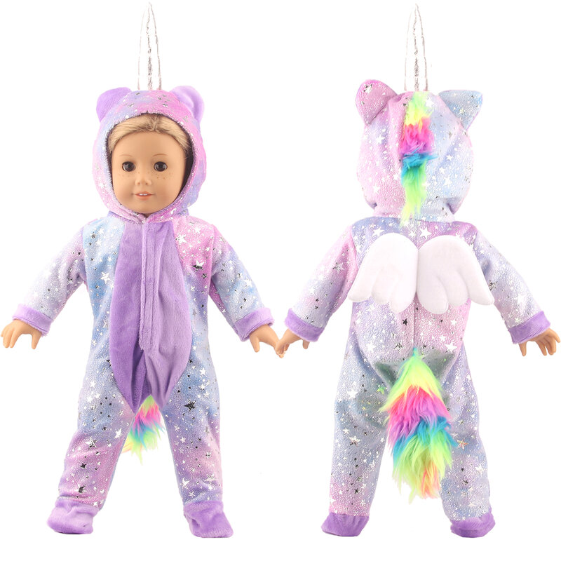 Vestiti per bambole unicorno stella brillante adorabile per 18 "American & 43cm New Bebe Reborn Dolls Baby New Doll vestiti accessori regalo