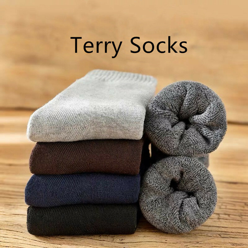 5Pairs/Socks Men's Winter Cotton Socks Men's Cotton Tube Socks Towel Bottom Socks Winter Thick High Quality Warm Wool Snow Socks