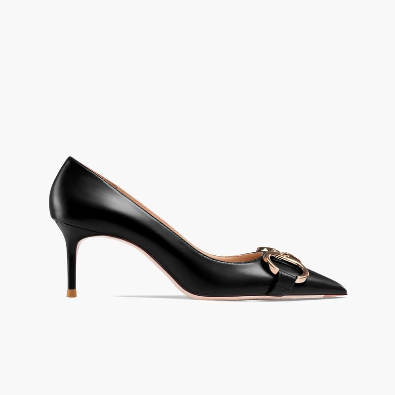 Sepatu Wanita Tombol Logam Kulit Asli Merek Mewah Hak Tinggi Sepatu Kantor Wanita Stiletto Seksi Sepatu Pernikahan Ukuran Besar 34-43