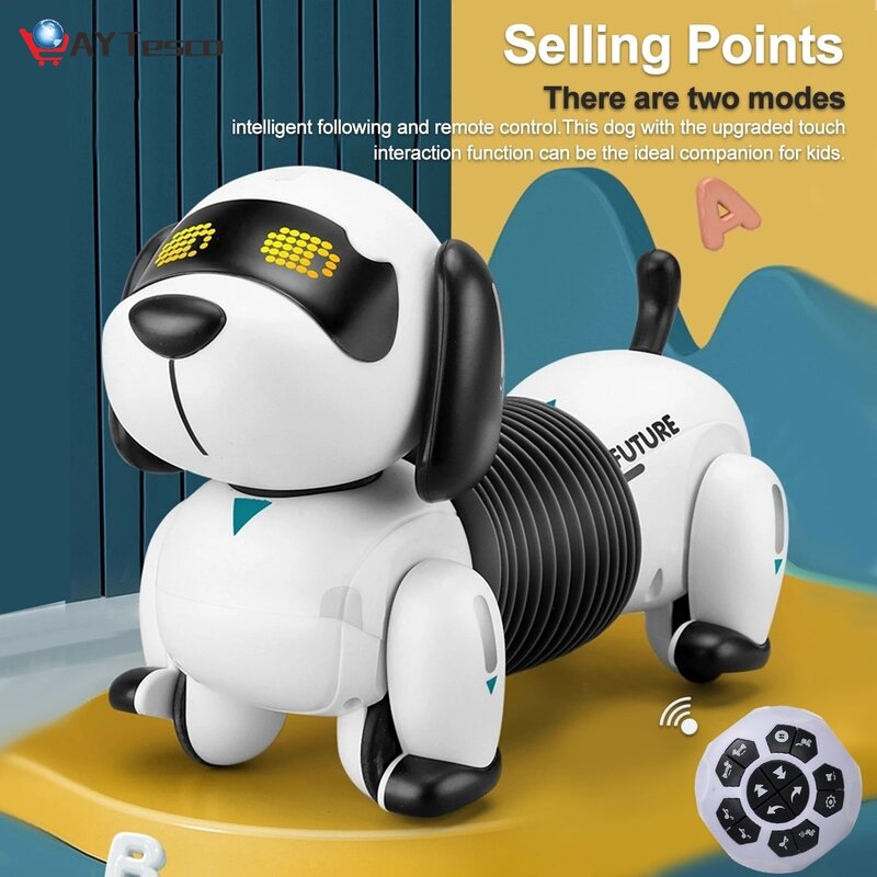RC Robot Anjing RC Robot Pengganti Anak Anjing Elektronik Pet Dapat Diprogram Robot dengan Suara untuk Anak-anak RC Mainan Anjing Hadiah Ulang Tahun
