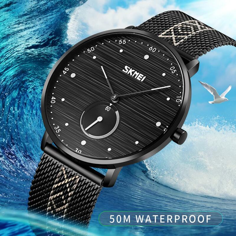 SKMEI 새로운 쿼츠 시계 남성 패션 브랜드 비즈니스 간단한 손목 시계 스테인레스 스틸 방수 시계 남성 선물 Orologio