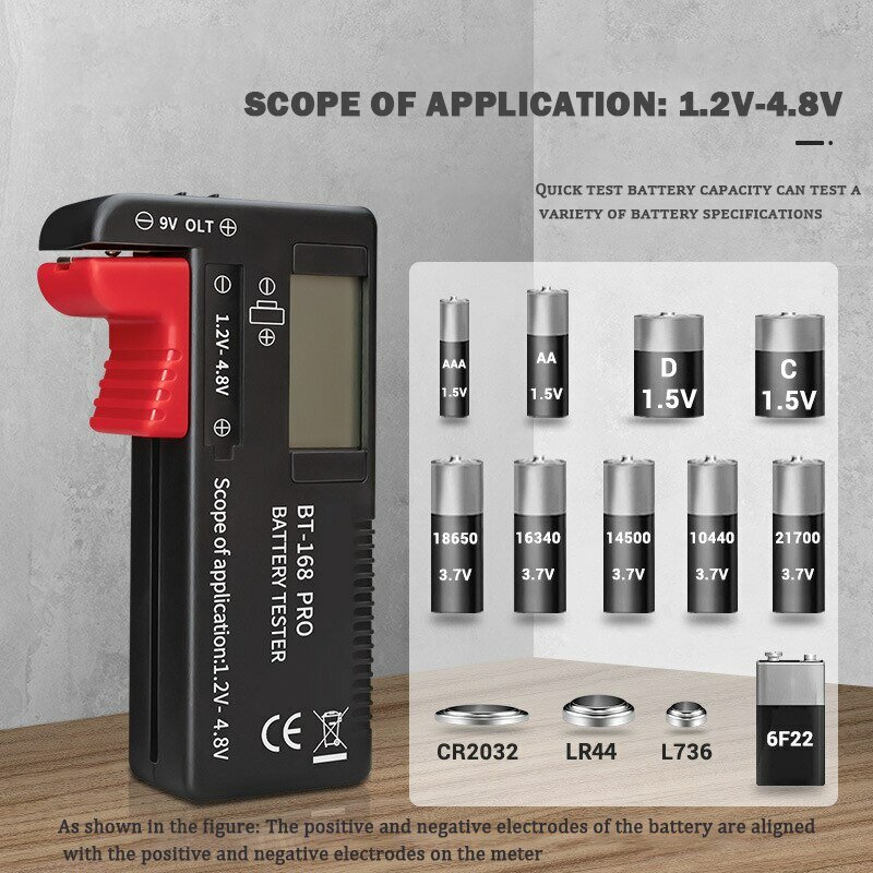 BT-168 PRO Digital Battery Capacity Tester for 18650 14500 Lithum 9V 3.7V 1.5V AA AAA Cell C D Batteries Tester Dropship M05 20