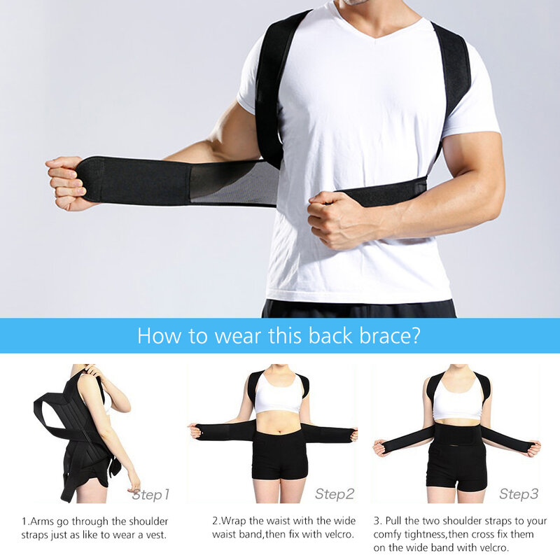 Entrenador de cintura Corrector de postura de espalda hombro Lumbar correa de soporte de columna vertebral ajustable para adultos corsé de corrección de postura cinturón