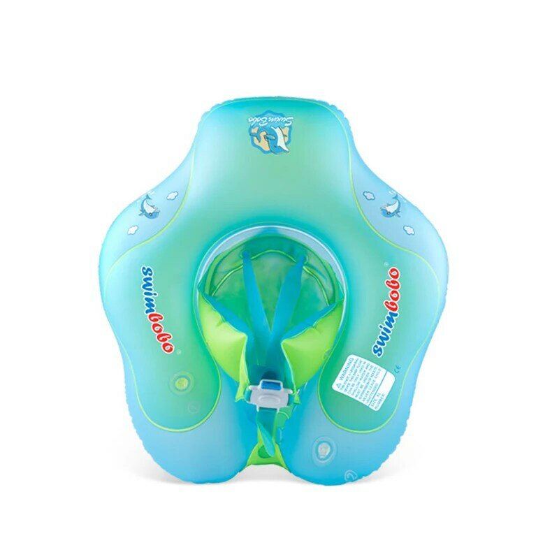 Swimboboเด็กแหวนว่ายน้ำโกหกแหวนInflatableหนาPVCสีเขียวUnderarmแหวนSunshadeสระว่ายน้ำของเล่น