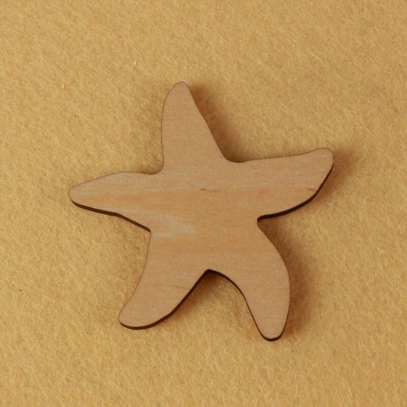 Forma de estrella de mar, mascota cortada con láser, decoraciones navideñas, silueta, en blanco sin pintar, 25 piezas, forma de madera (0771)