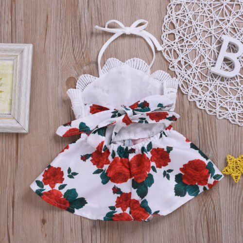 Pudcoco-vêtements d'été pour bébés filles | Sans manche, avec sangle imprimée de fleurs, en dentelle, combinaison une pièce, vêtements d'été