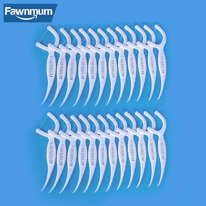 Fawnmum Dental Floss Stick 100 sztuk brelok wykałaczki drewniane dental pick dental floss holder elektryczna szczotka do zębów