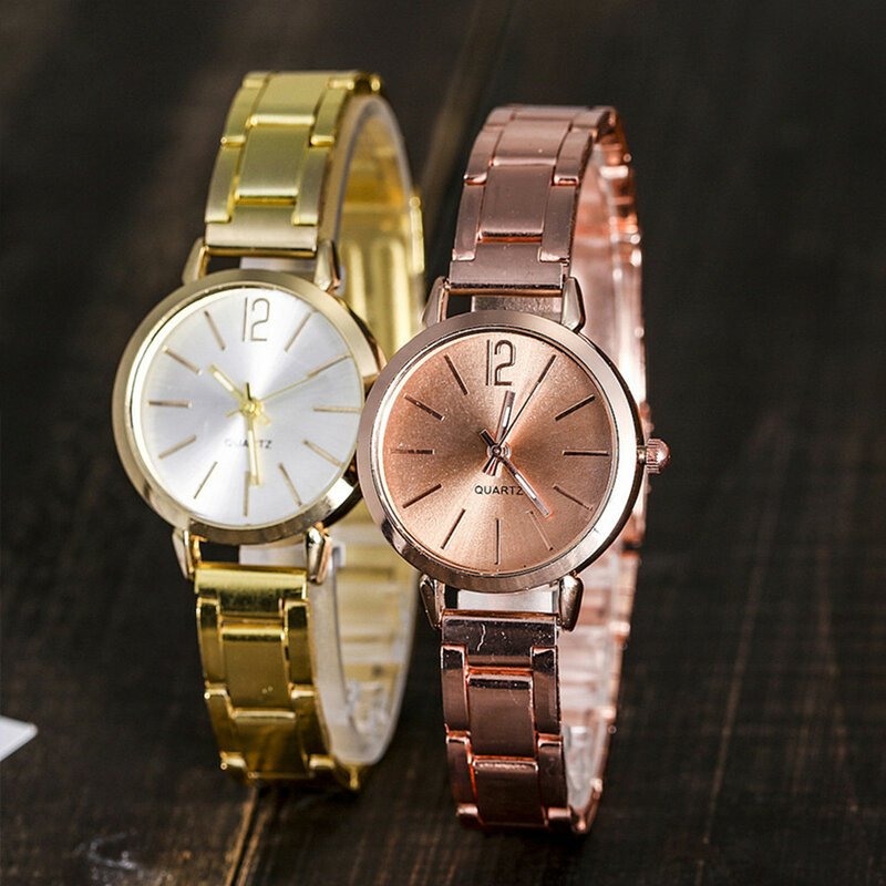 Часы наручные женские кварцевые простые, модные повседневные с браслетом из сплава