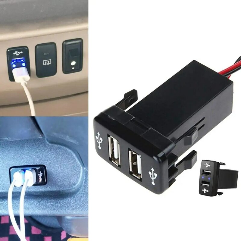 Auto podwójny Port USB ładowarka samochodowa podwójne gniazdo dla toyoty