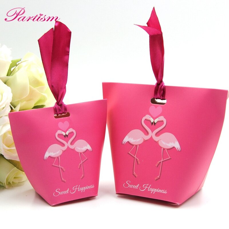 1PACK ประเภท Flamingo ของขวัญกล่อง DIY Ribbon Candy รูปแบบกระดาษคราฟท์งานแต่งงาน/Party Favors ของขวัญกระเป๋าสำหรับปาร...