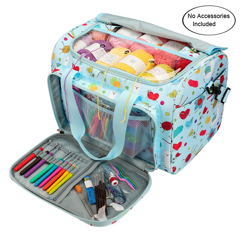 Printed Embroidery Storage Bags Large Capacity Household Knitting Organizer Crochet Hooks Sewing Tools Thread Yarn Case Holder