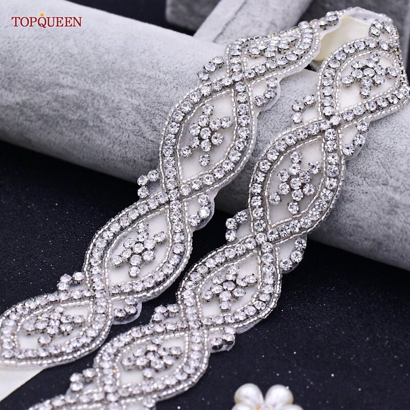 TOPQUEEN – ceintures de mariage avec strass pour femmes, pour robe de soirée, Applications de couture avec cristaux, bijoux, S353