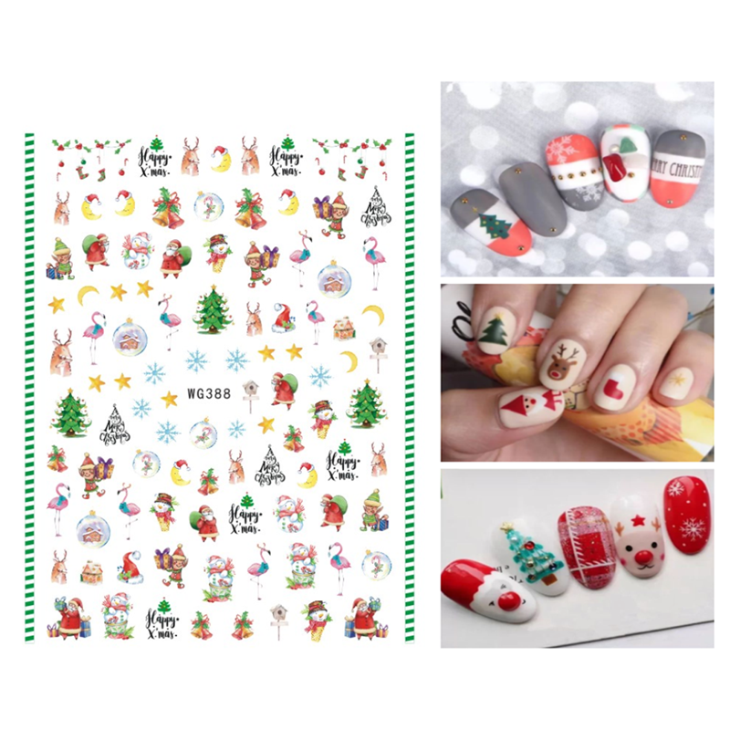 1PCS Christmas Cartoon Series Nail Art Sticker Santa Snowflake DIY Self-adhesive Nail Art Sticker Slider