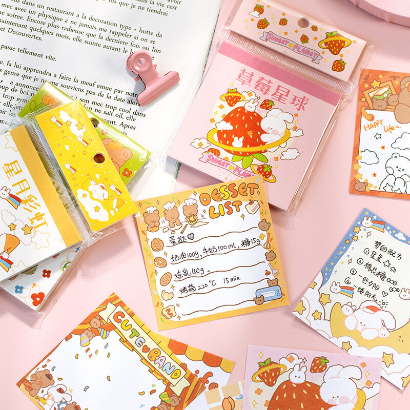 50 Sheets Cute Kinds Memo Pad DIY Sticky Notes Decorative Notepad Note Paper Kawaii Stationery Office Supply