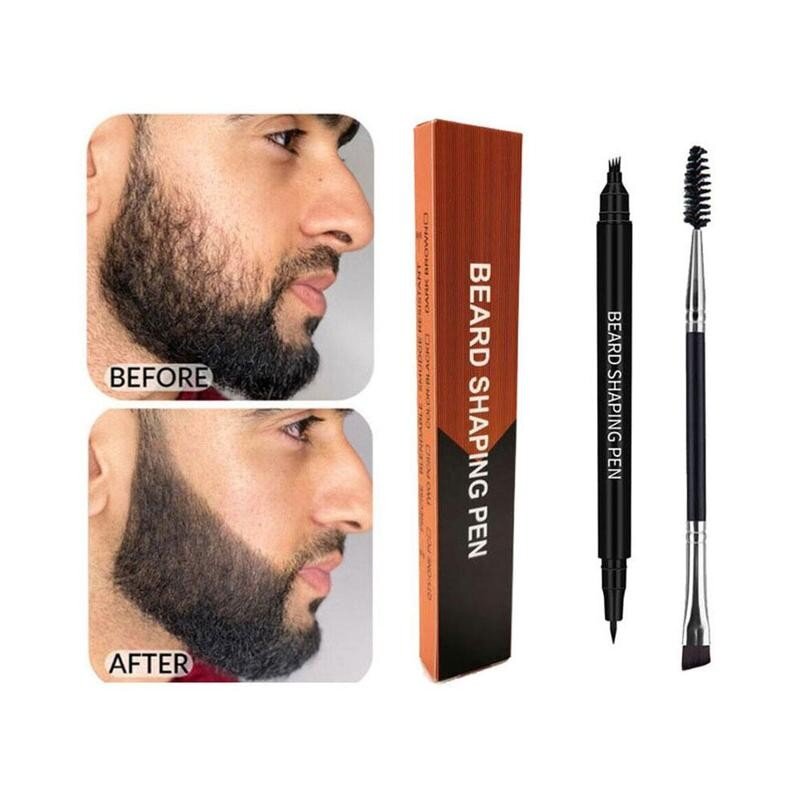 Two-in-one Four-pronged Tip Men's Beard Pen 1pc Waterproof Dark / Beard Filling Brown Beard Pen Pen Dye Black P5V6