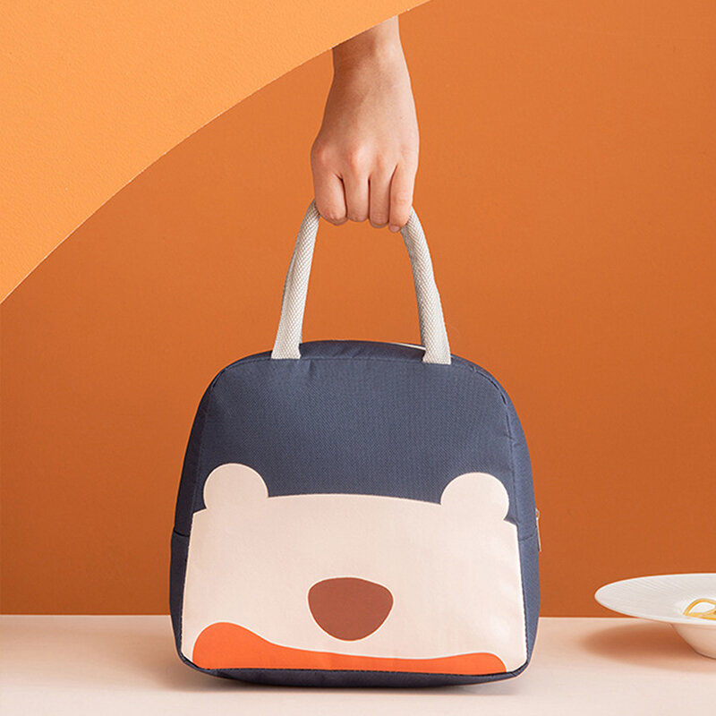 new Cartoon Canvas Lunch Bags Portable Insulated Thermal Cooler Bento Lunch Box Tote Convenient Picnic Storage Bag Pouch