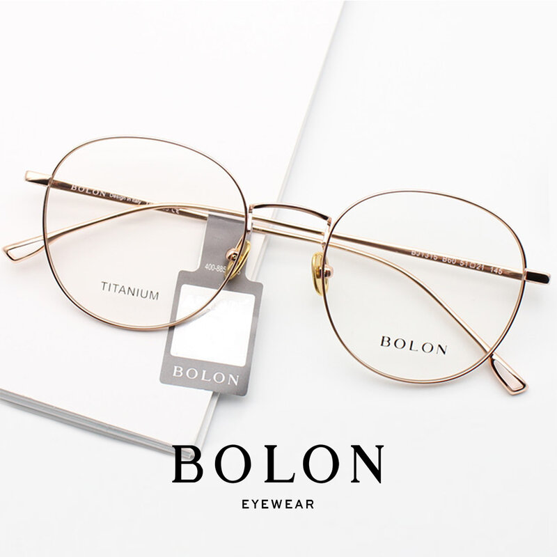 BOLON Pure Titanium Optical Glasses Frames for Women Men Small Round Glasses Beta Titanium Prescription Spectacles Frame BJ1315
