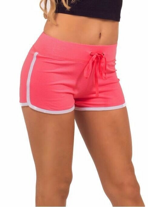 Summer Leisure Women Shorts Contrast Binding Side Split Elastic Waist Loose Casual Shorts Yo-Ga Short