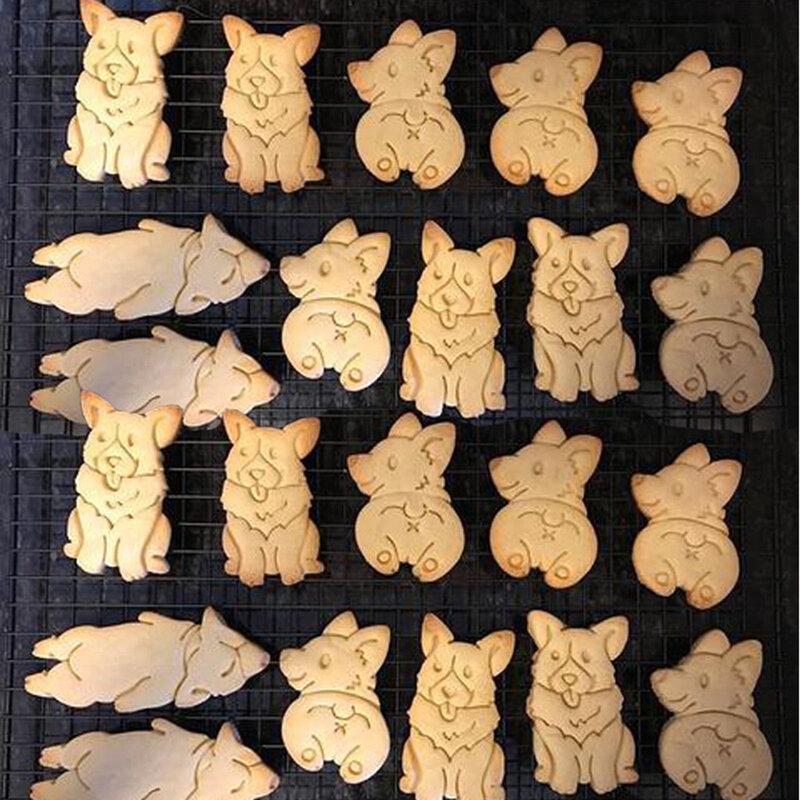 3Pcs/Set Cookie Cutters Mold Cute Corgi Dog Shaped DIY Children's Food Baking Mold Hand Kitchenware Tools Bakery Accessories