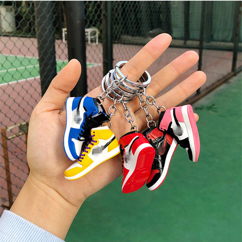 3D Mini AIR Marke Sneaker Keychain AJ Modell Schuhe Schlüsselbund Junge Männer Rucksack Anhänger Auto Schlüssel Zubehör Heißer Verkauf Schmuck geschenk Neue