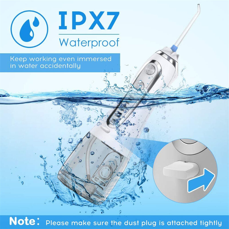 5 modalità irrigatore orale a batteria IPX7 Flosse portatile a getto d'acqua 300ML detergente per denti USB ricaricabile nuovo Flosser dentale per acqua