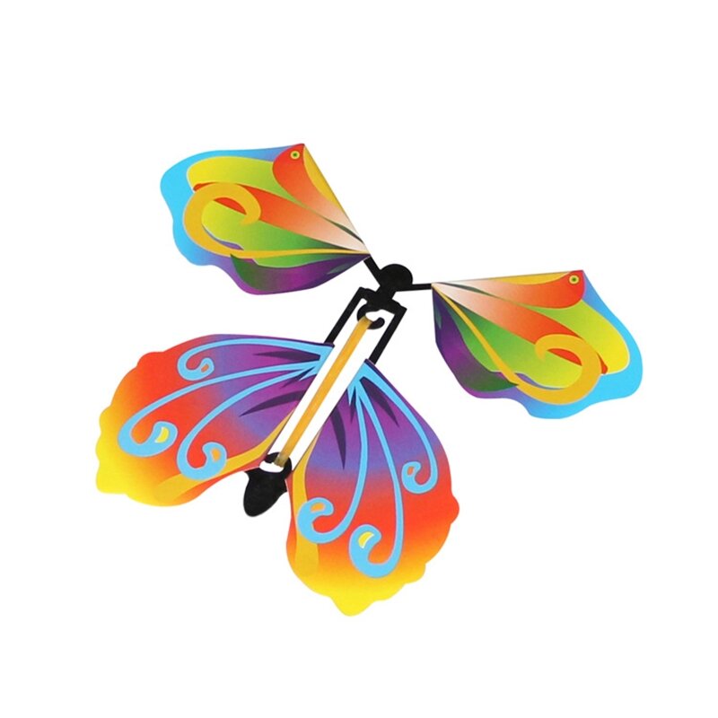 5/10pcs Magic Flying Butterfly Wind Up elastico alimentato a farfalla per bambini