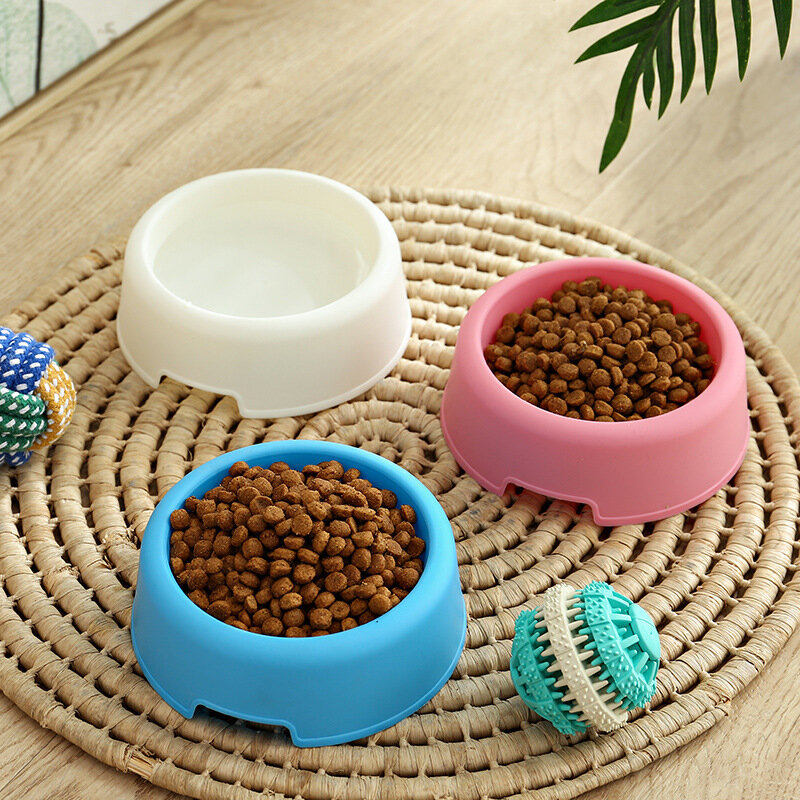 Piring Makanan Dasar Mangkuk Bundar Resin Hewan Peliharaan dan Pengumpan Air untuk Anjing dan Kucing Mudah Dibersihkan