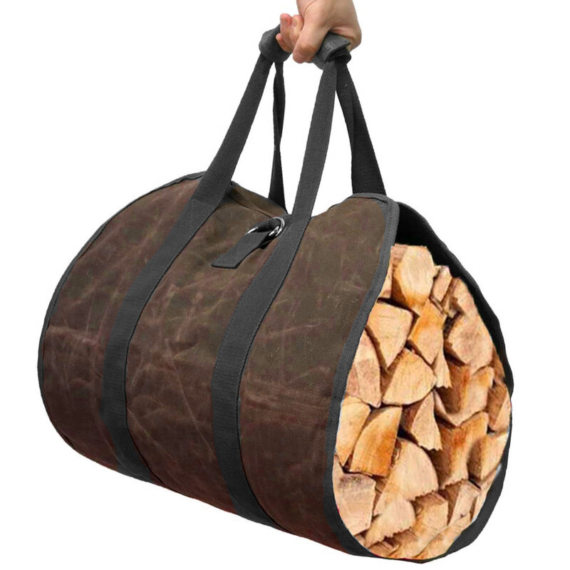 Вместительная деревянная Сумка-переноска для дрова, наружный держатель для кемпинга, сумка для хранения дома, фотография