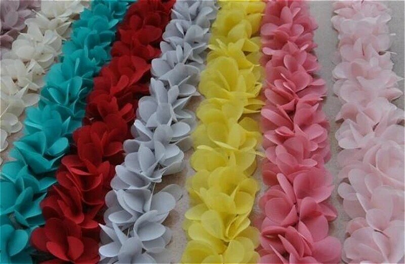 ใหม่ 5.5 ซม.สวยงาม Multicolor 3D ผ้าชีฟองดอกไม้ริบบิ้นลูกไม้ DIY เสื้อผ้าชุดกระโปรงหมวกวัสดุพวงหรีดตกแต...