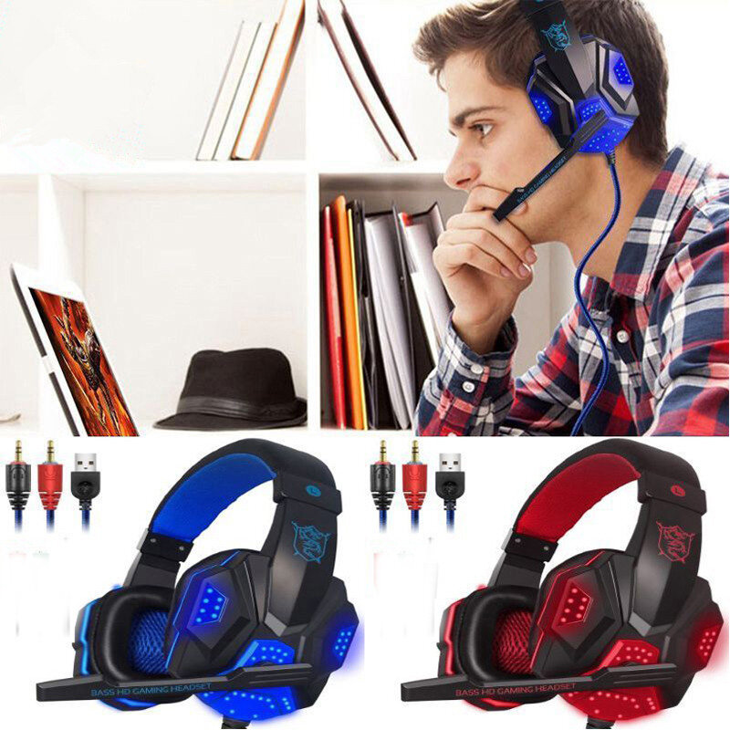 Gaming Headset Luminous 3.5mm Head-mounted Stereo Noise Reduction Headphone Lightweight Game Earphone With Microphone