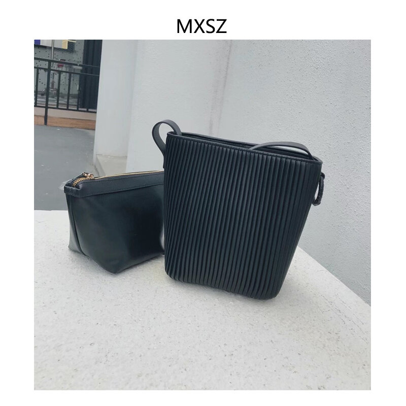 2021 neue plissee top rindsleder eimer tasche, multi-funktionale handtasche, stilvolle und elegante, ein-schulter diagonal mode handtasche