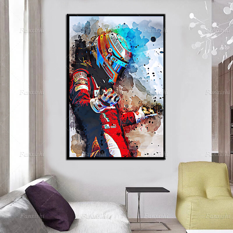 Fernando Alonso plakat F1 Graffiti malowanie plakaty i druki abstrakcyjna dekoracja na ścianę obrazy na płótnie domu wystrój salonu mężczyzna prezent