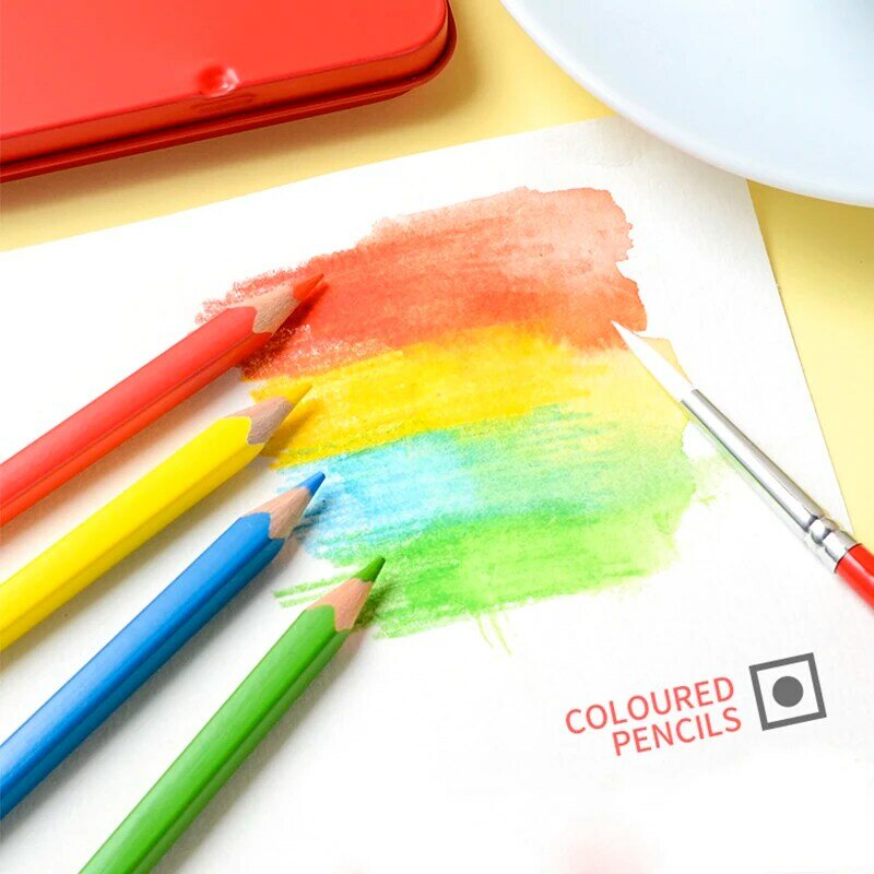 Marco 12/24/48 cores na moda forma quadrada aquarela lápis conjunto solúvel em água desenho colorido lápis para colorir fontes da arte
