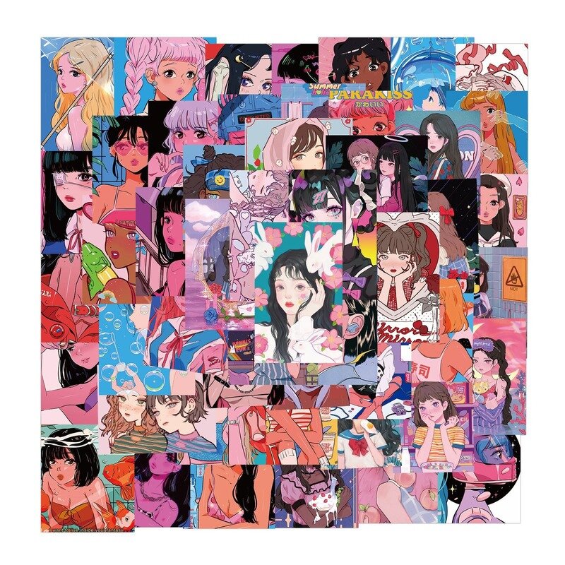 10/50PCS adesivi di bellezza a cuore Anime Girls Otaku illustrazione di benessere per telefono Laptop custodia per bagagli adesivi per Graffiti decalcomanie