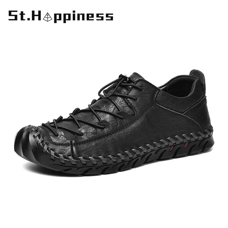 New Comfortable Men Casual Shoes Loafers Men Shoes Quality Split Leather Shoes Man Flats Hot Sale Moccasins Shoe Plus Size