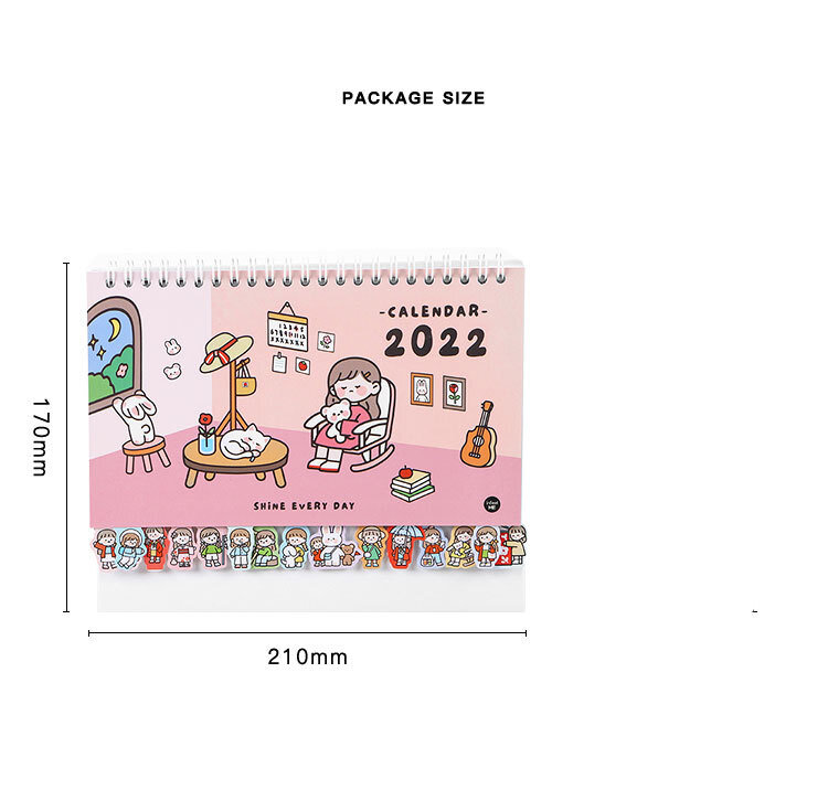 2022 NEW Kawaii 귀여운 소녀 토끼 달력 스티커 코일 일정 크리 에이 티브 데스크 테이블 날짜 알림 시간표 플래너 sl3063