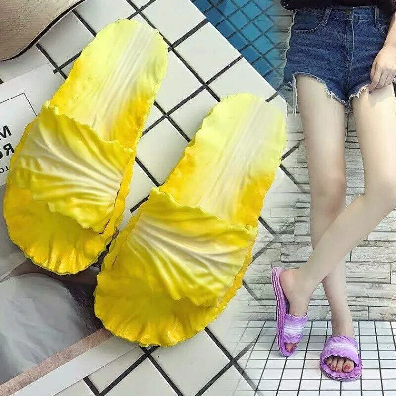 flip flops for women female slates Women's Slippers Home Bathroom Flip Flops Funny Shoes Cabbage shoes women Outdoor Slides Lady