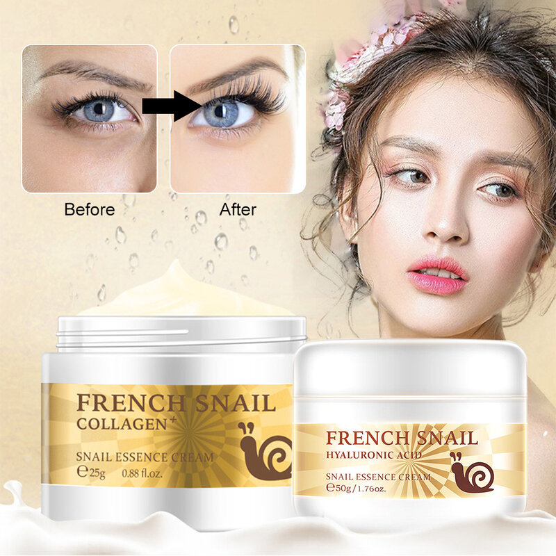 Snail Cream Hyaluronic Acid Anti-Wrinkle Anti-Aging Facial Day Cream Collagen Moisturizing Nourishing Skin Facial Care