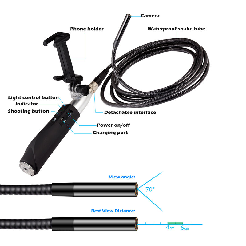 Proker 1080P Handheld WIFI Endoscope IP67 Waterproof Multipurpose Inspection Camera Android IOS For Phone  F110 1M 3M Cable 8mm