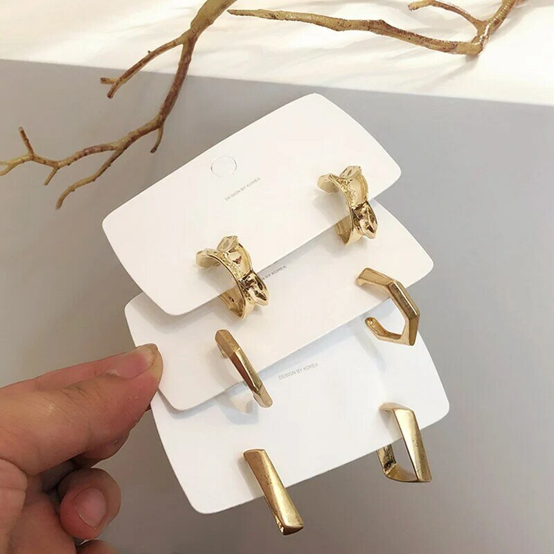 2019 Korean Retro Simple Style Twisted Metal Cold Wind Earrings For Female Girls Accessories