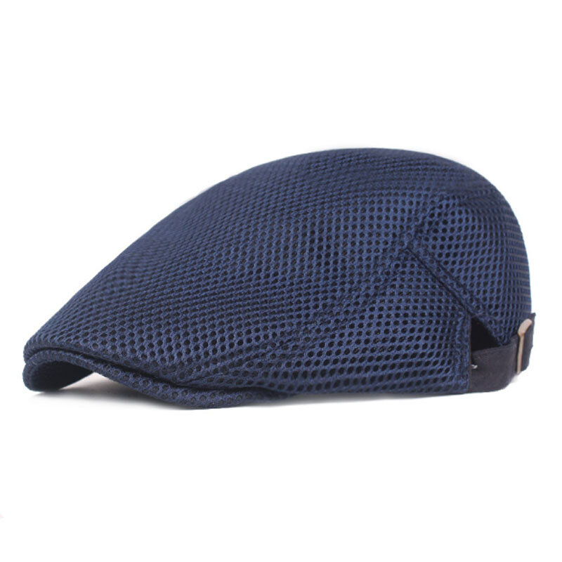 Gorra plana de estilo Retro, sombrero con visera de malla de lino y algodón ajustable, accesorios de ropa para exteriores