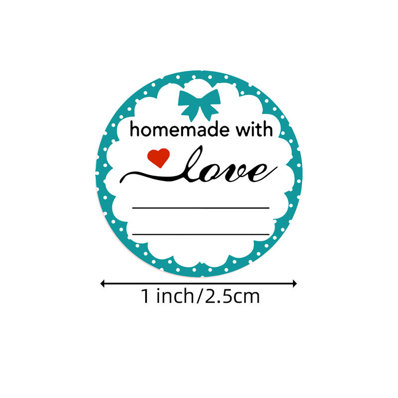 500 Pcs Homemade with Love Stickers with Red Love Stickers Roll for Envelope and Package Handmade Seal Labels Sticker Stationery