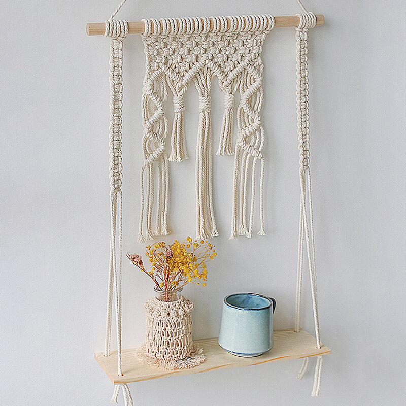 Hand-Woven Shelf Tapestry Wall Decoration Shelf Board Flower Basket Bracket Homestay Decoration HFD889
