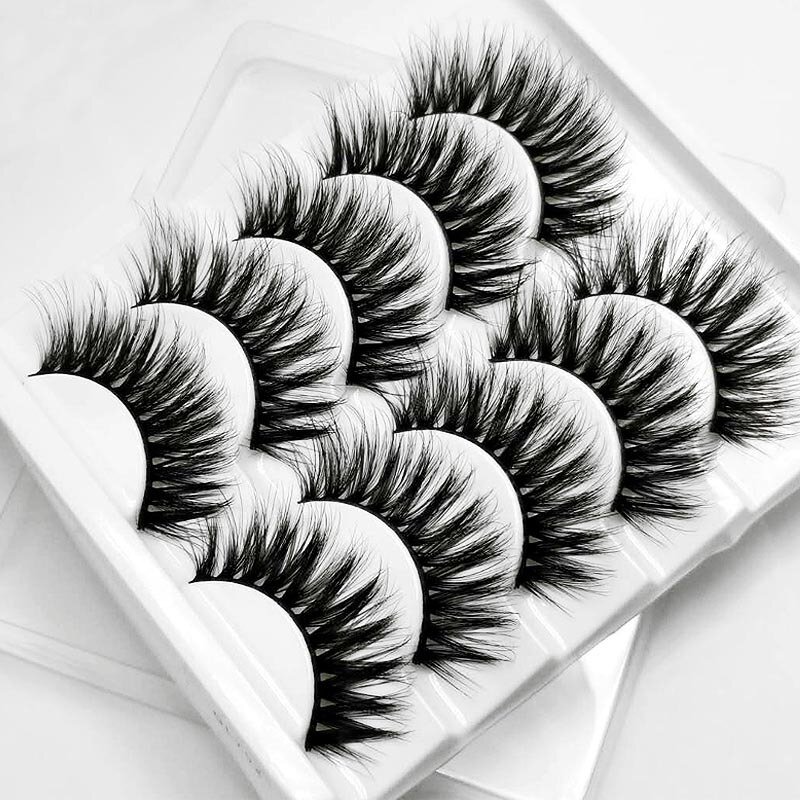 5 Pairs 6D Lashes Faux Mink Hair False Eyelashes Thick Long Eye Lashes Volume Soft Wispy Makeup Beauty Extension Tools