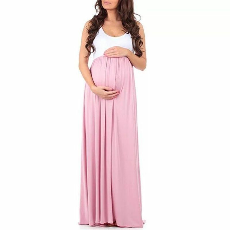 2020 sukienka ciążowa w ciąży odzież damska bez rękawów ciąża sukienka bawełniany Patchwork duże wahadło Gravida ubrania S-XL