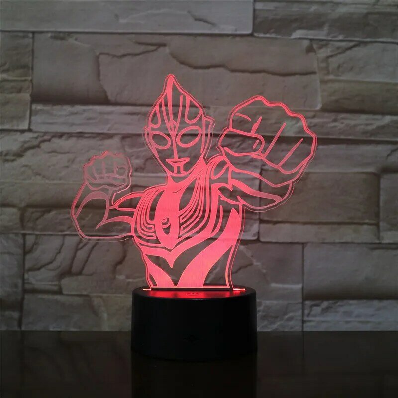 Nieuwe Amroe Novetly Lampara Ultraman Altman 3D Rgb Led Nachtlampje Slaap Bureaulamp Usb Touch 7 Kleurverandering Kid jongen Kerstcadeau
