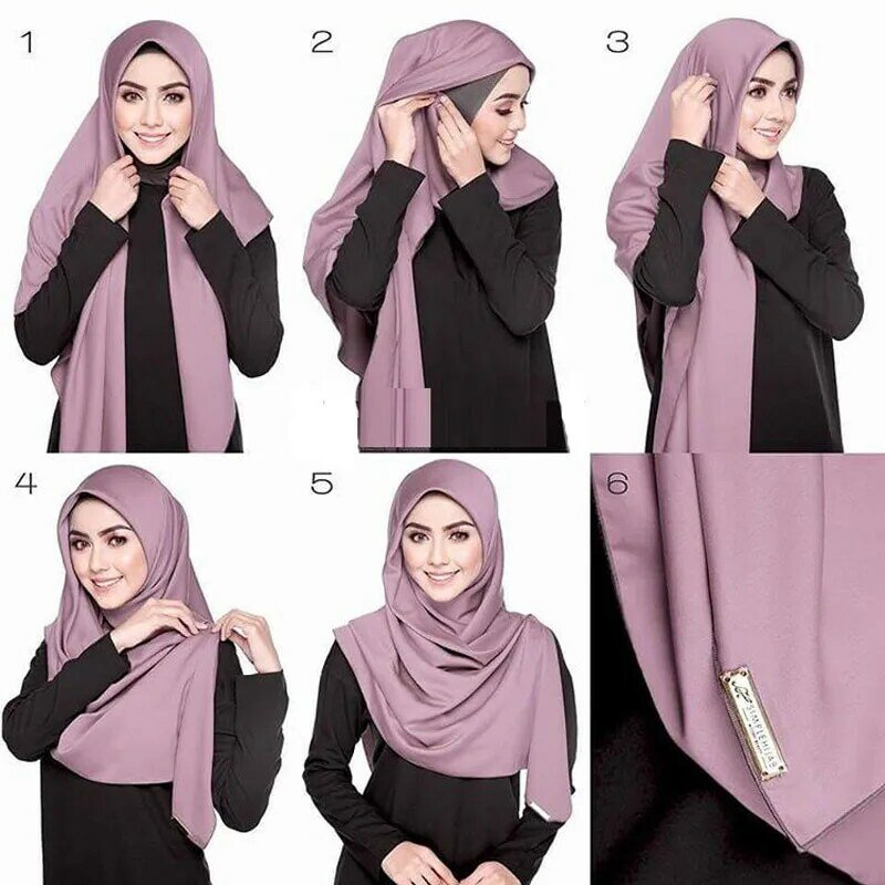 2021 패션 여성 솔리드 시폰 Headscarf 인스턴트 Hijab 스카프를 착용 준비 이슬람 목도리 이슬람 Hijabs 아랍 랩 스카프