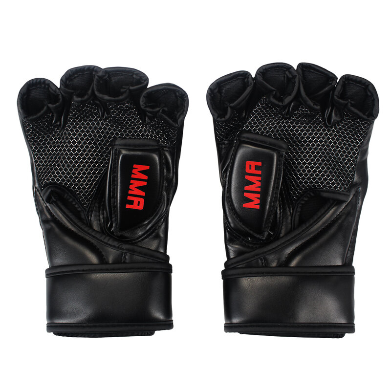 MMA-gants d'entraînement respirants, à moitié doigt, noirs, de combat, muay tigre, thai sanda, coussinets
