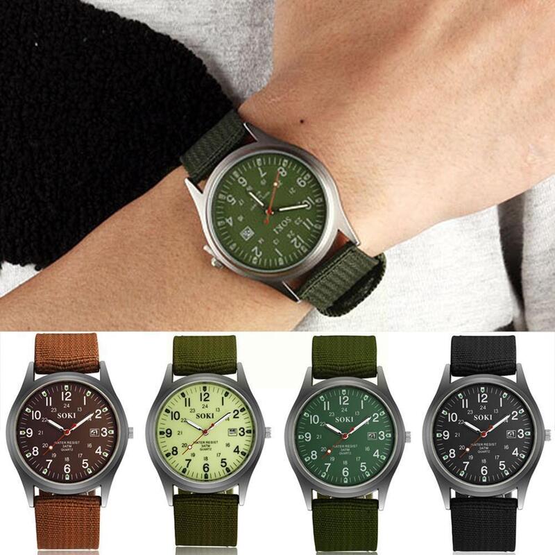 Hot Sale Military Army Mens Date Canvas Strap Analog Luminous Sport Watch Quartz Gift Wrist K1z8