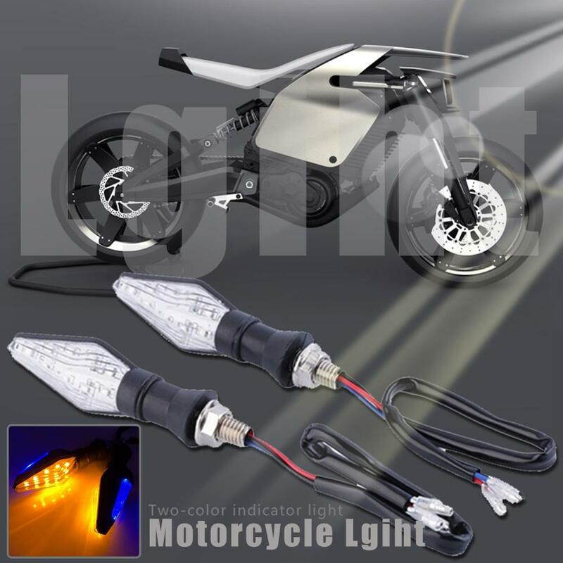 1PC Universal 12LED Amber+Blue Double Color Motorcycle Turn Signal Indicator Light Blinker for Motorcycle Motorbike Off Road